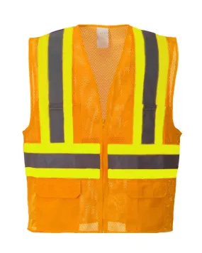 (3/Case) Class 2 Portwest Orange Tulsa Contrast Hi-Vis Vest