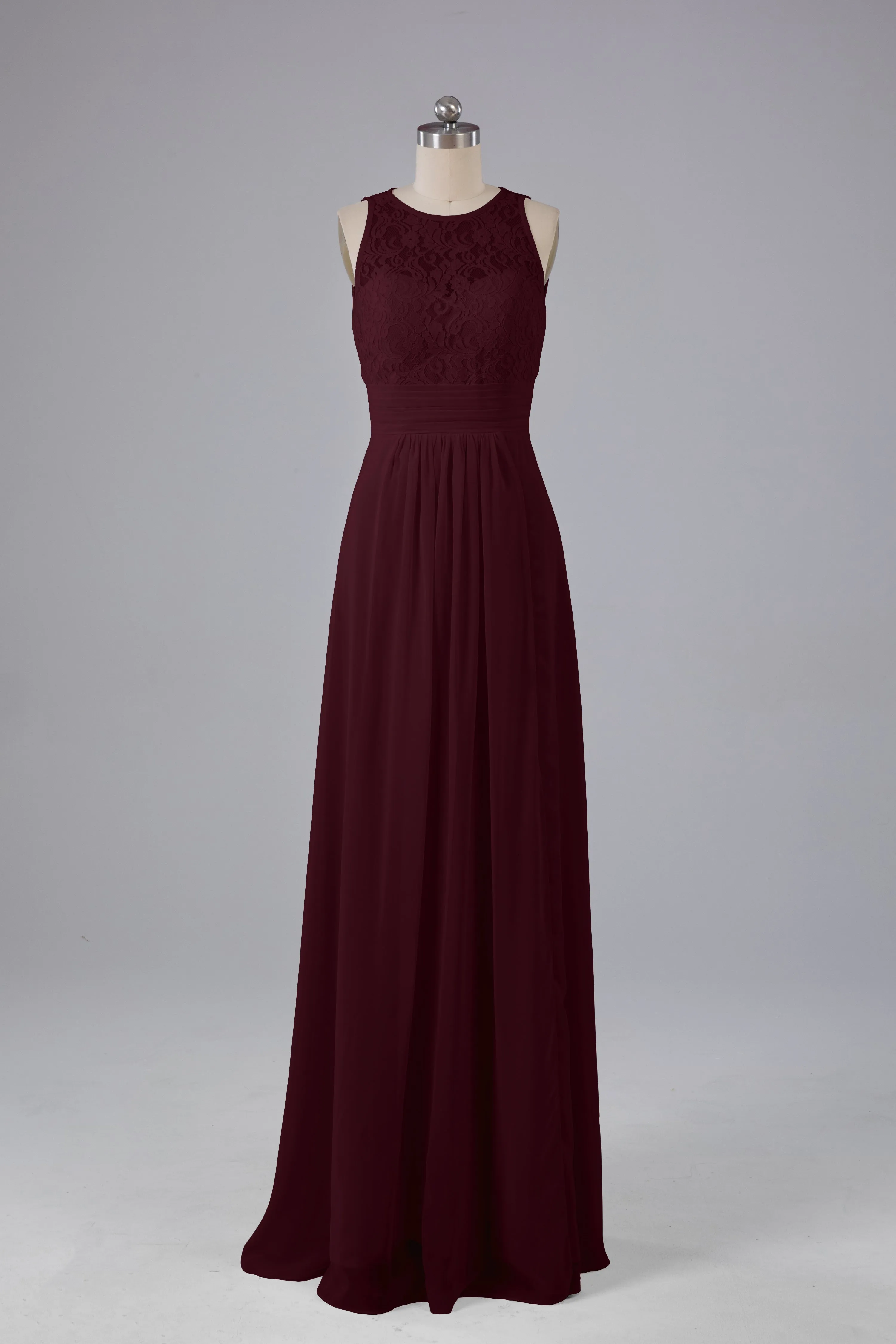 A Line Keyhole Floor Length Bridesmaid Dresses