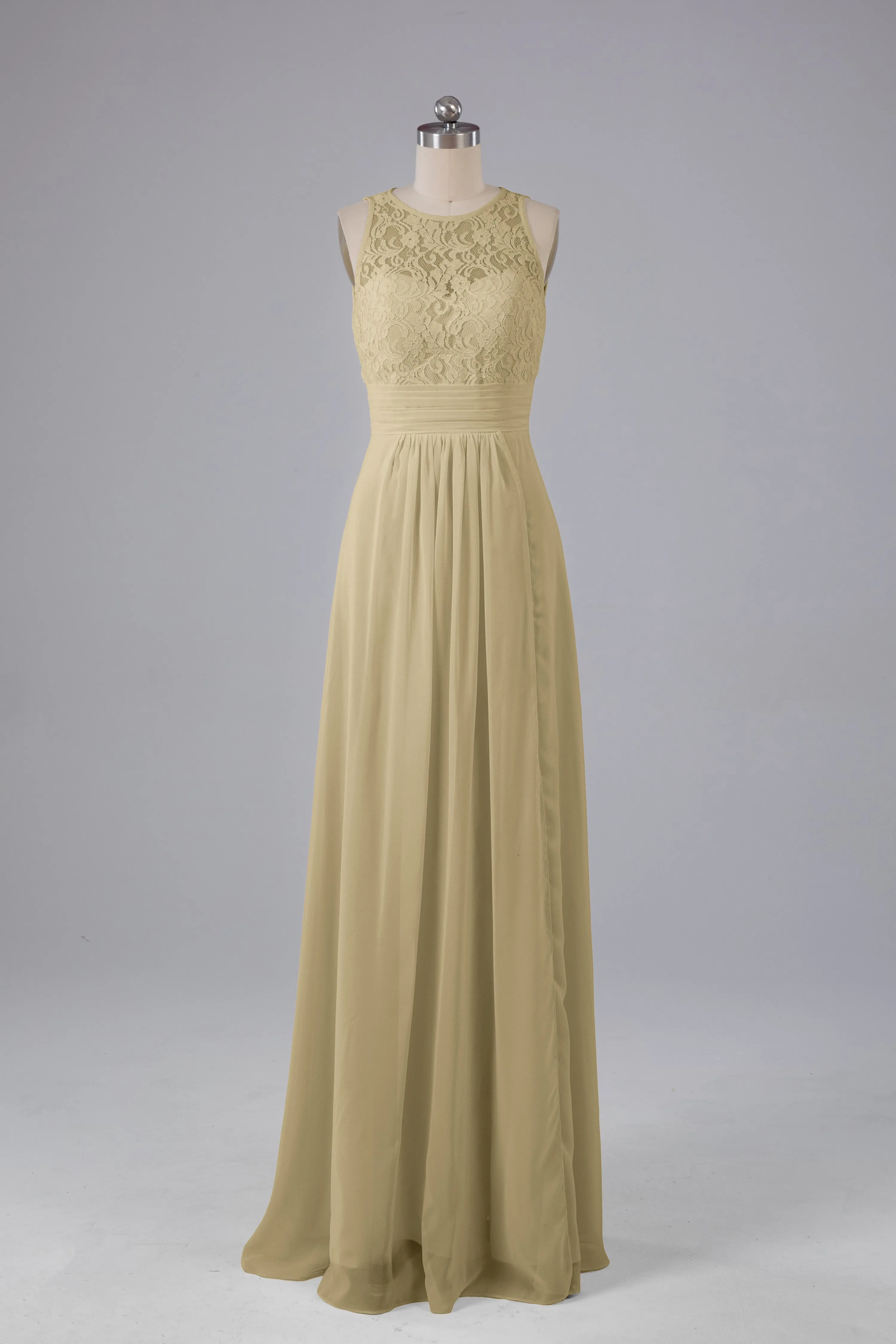 A Line Keyhole Floor Length Bridesmaid Dresses