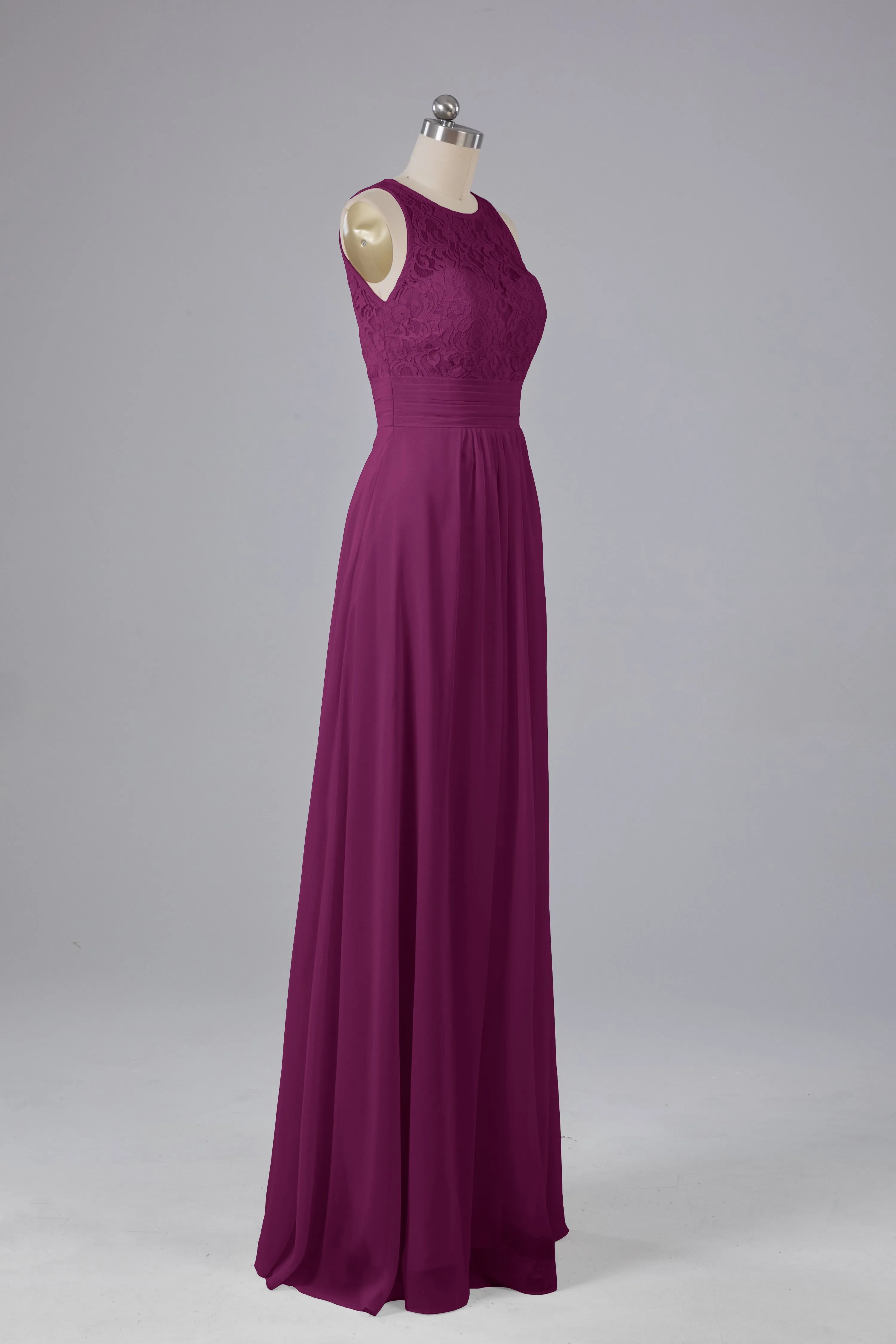 A Line Keyhole Floor Length Bridesmaid Dresses