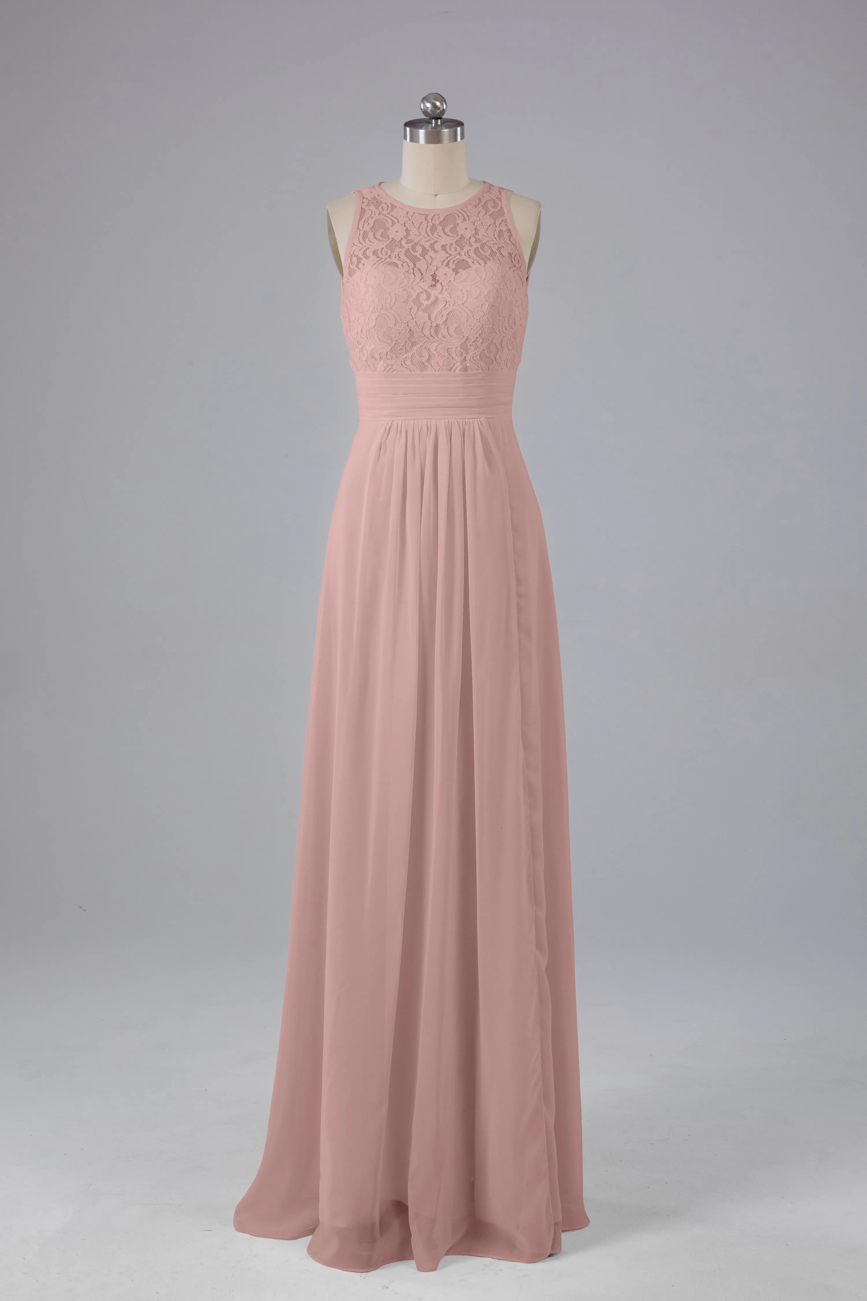 A Line Keyhole Floor Length Bridesmaid Dresses