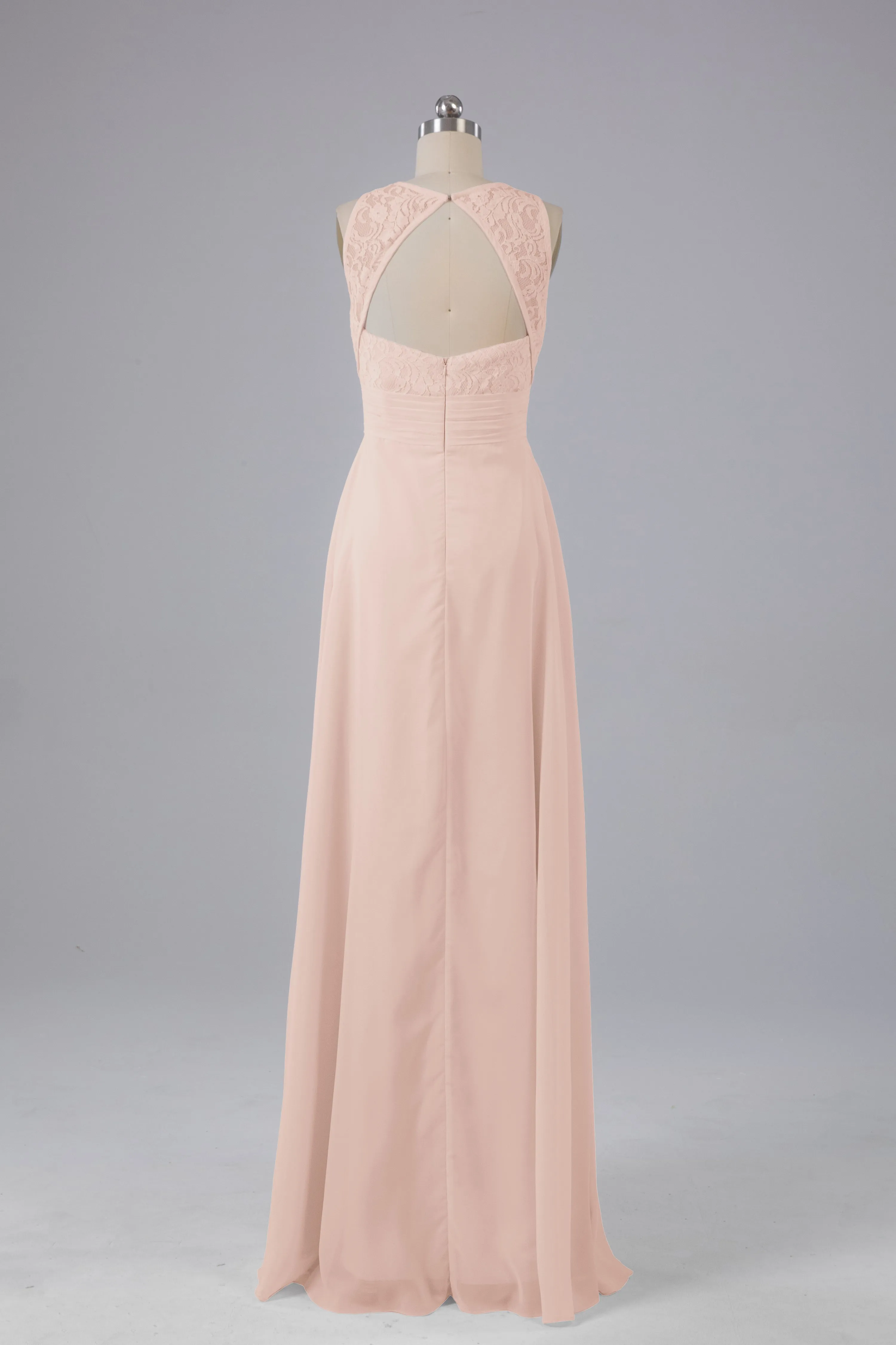 A Line Keyhole Floor Length Bridesmaid Dresses