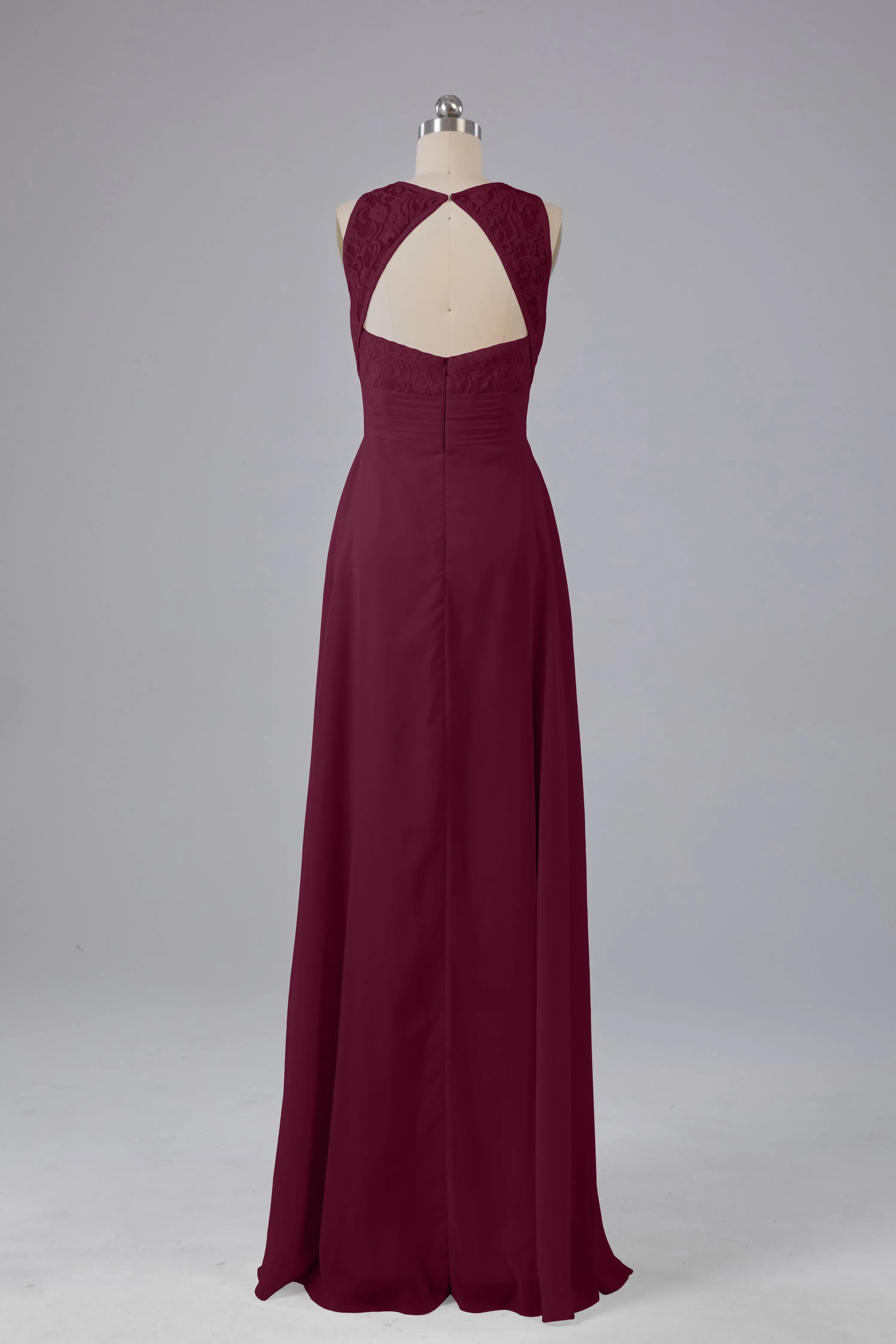 A Line Keyhole Floor Length Bridesmaid Dresses