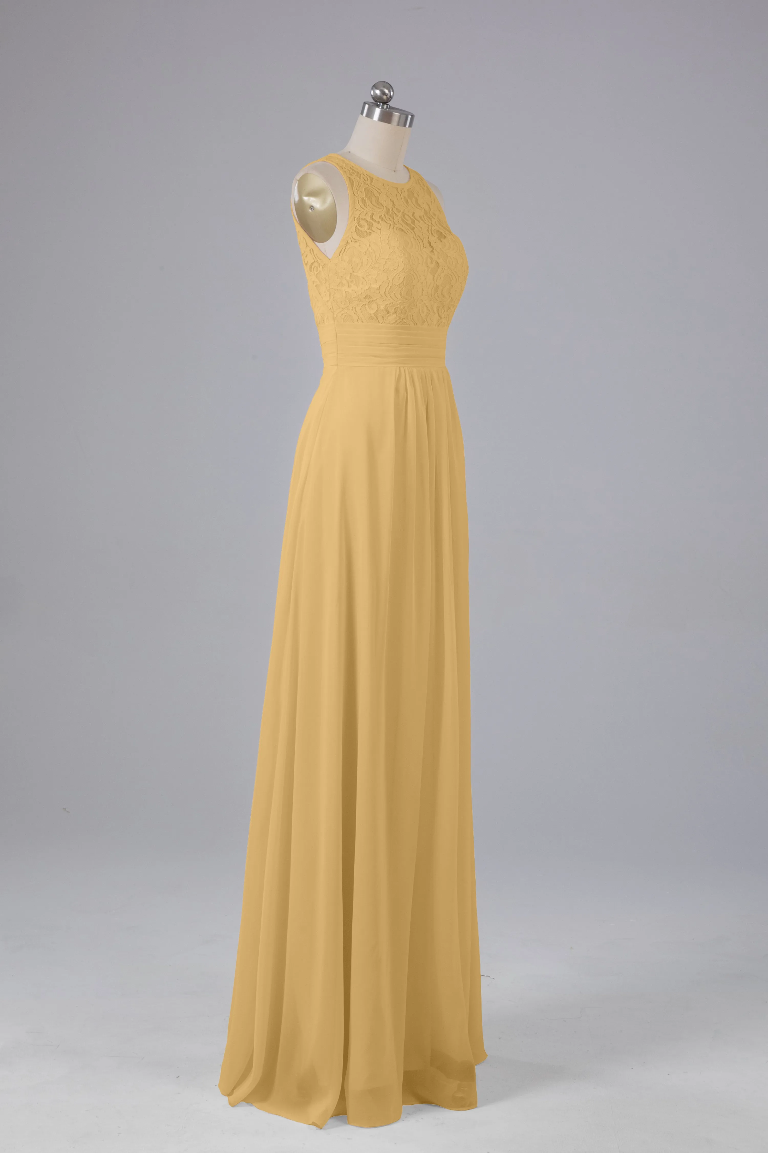 A Line Keyhole Floor Length Bridesmaid Dresses