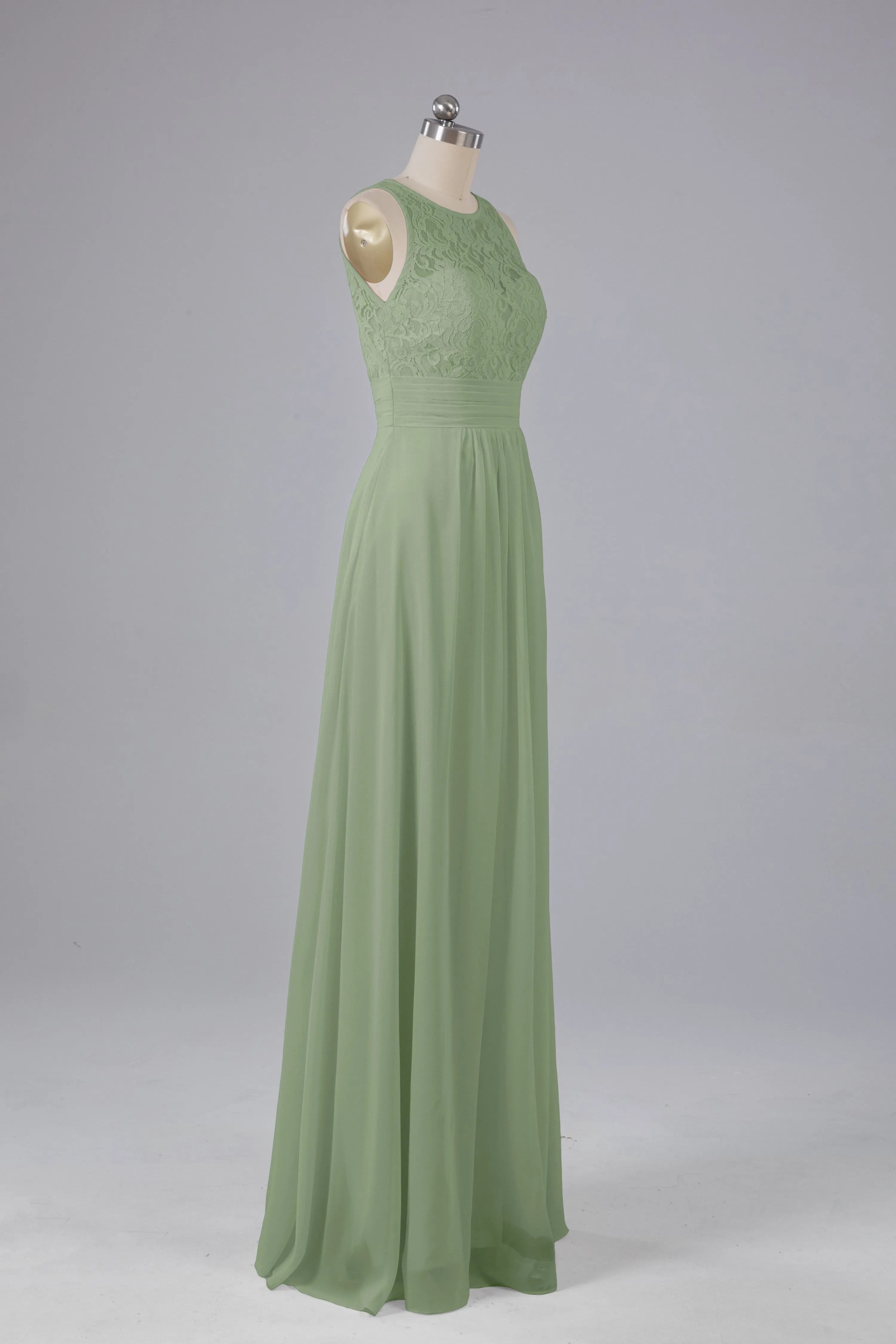 A Line Keyhole Floor Length Bridesmaid Dresses