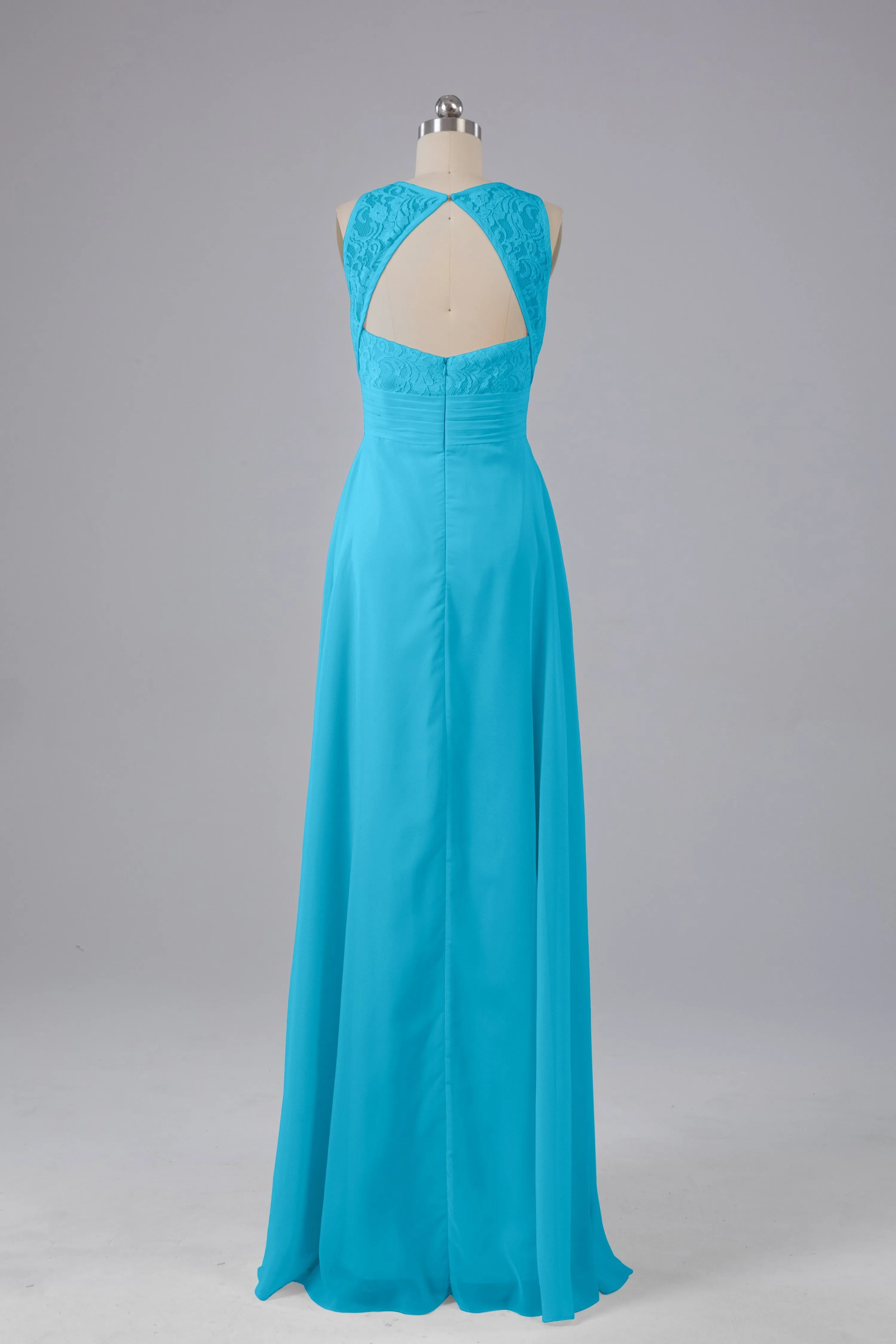 A Line Keyhole Floor Length Bridesmaid Dresses