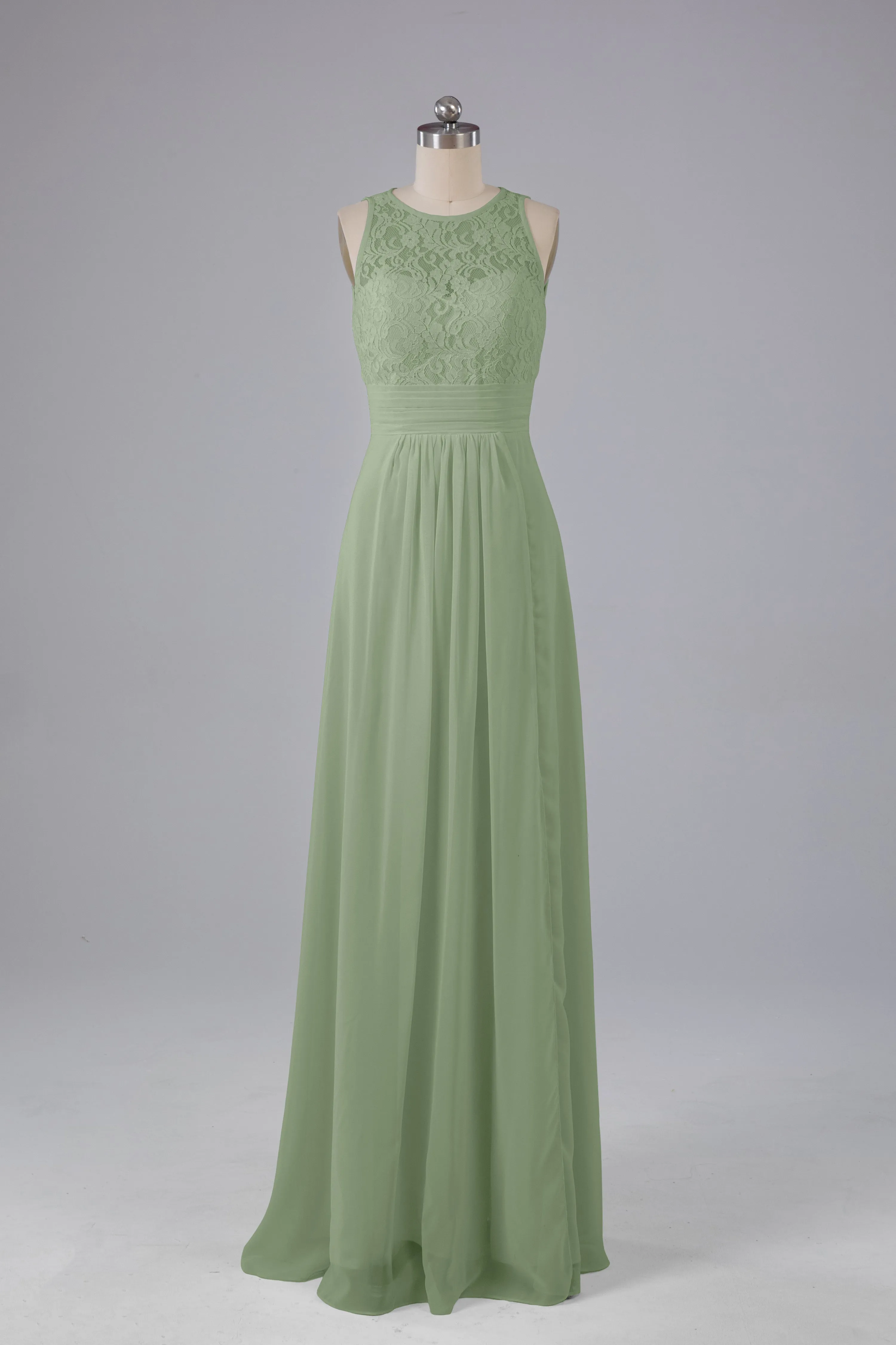 A Line Keyhole Floor Length Bridesmaid Dresses