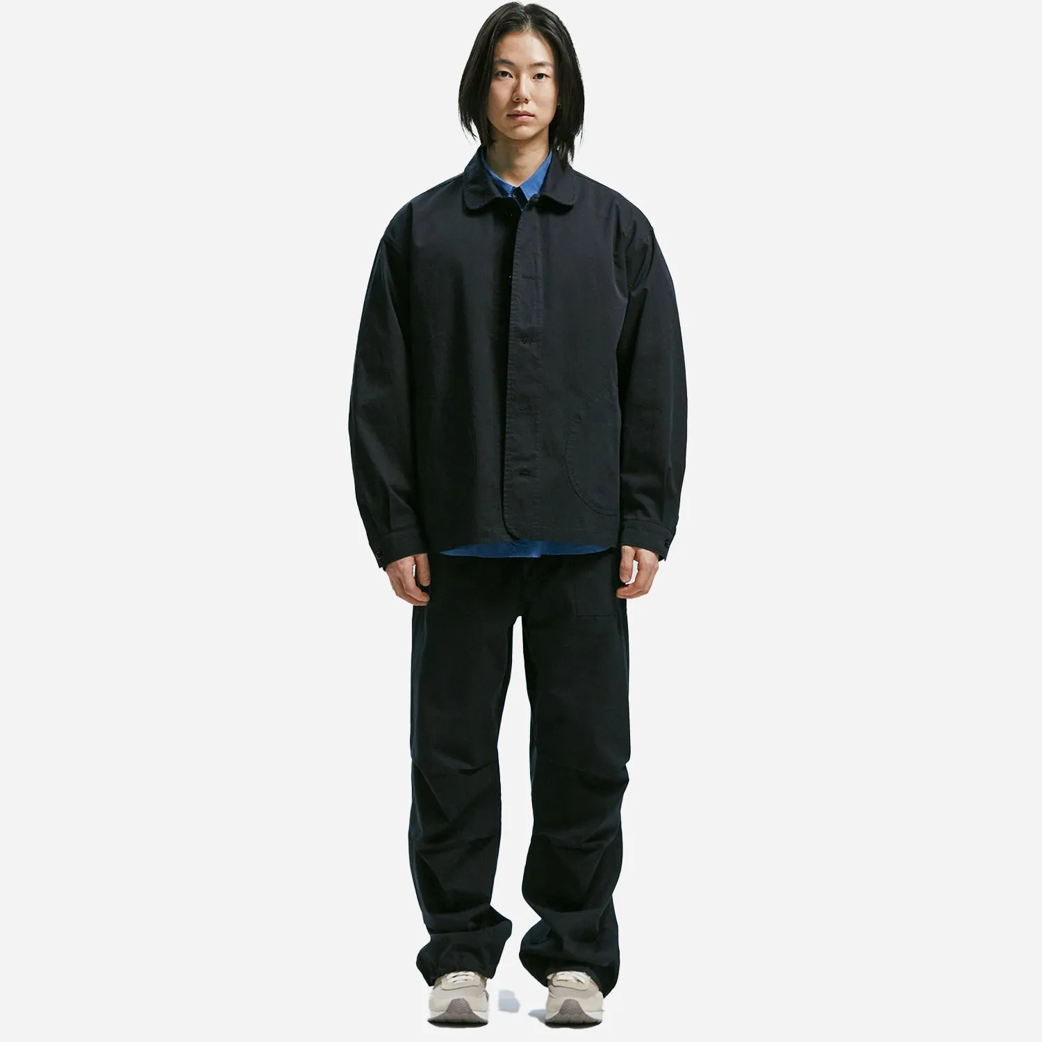 BANDING WIDE FATIGUE PANTS - BLACK