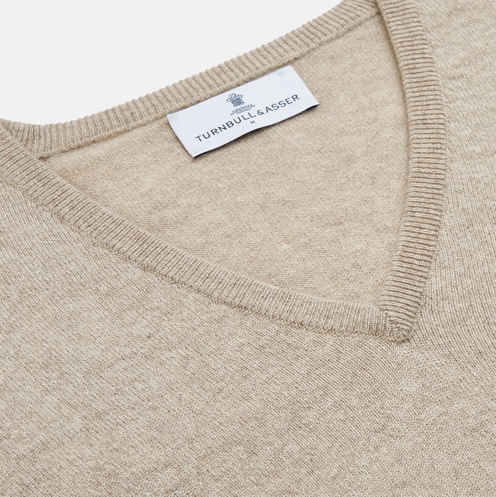 Beige Cashmere Paden V-Neck Jumper