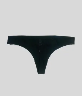 Black Lace Microfibre Thong Briefs