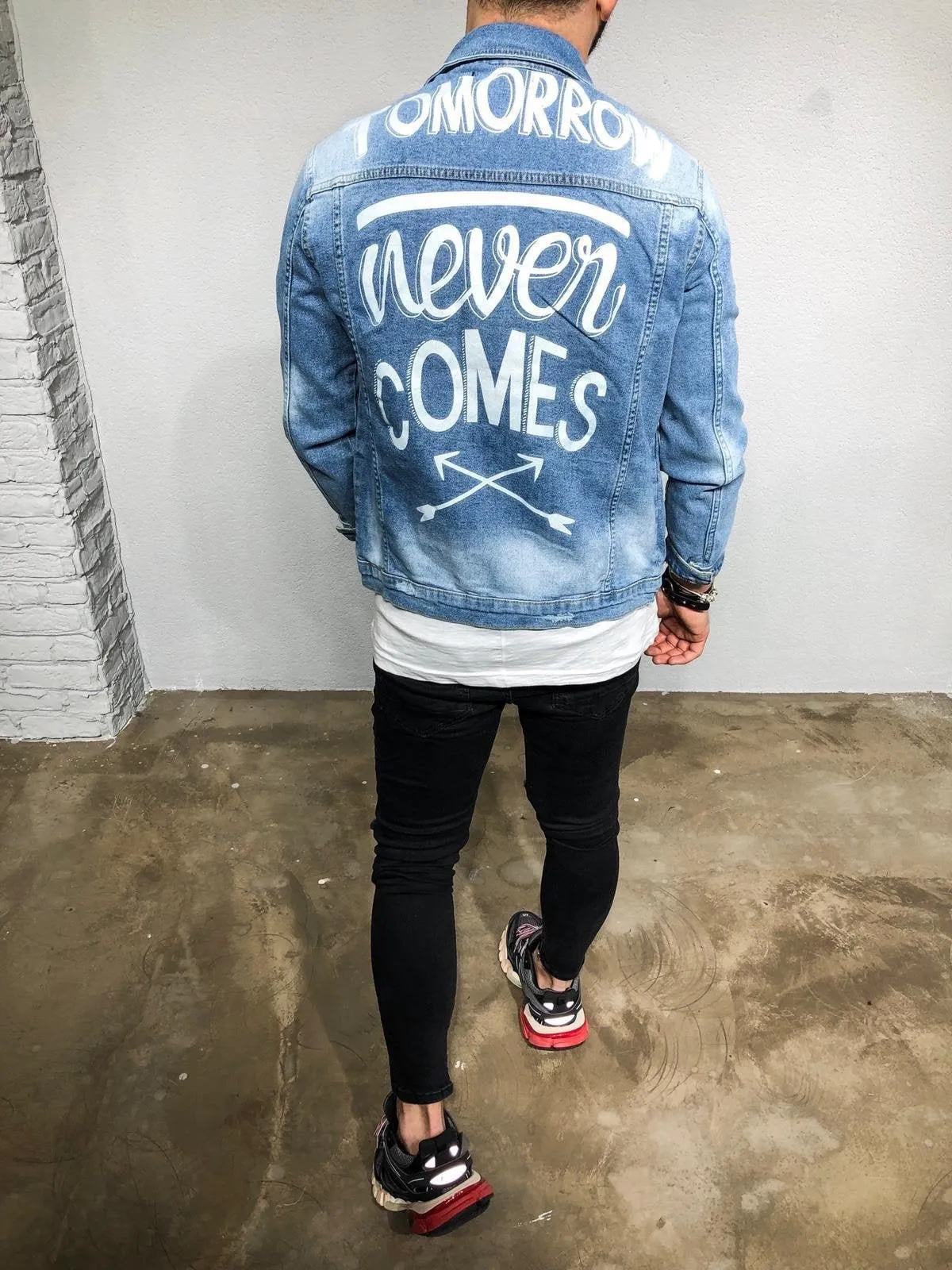 Blue Printed Denim Jacket BL241 Streetwear Denim Jacket