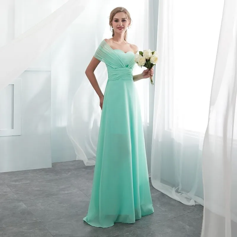 Candy Color Ruffles Chiffon A-Line Lace Up  Sleeveless Bridesmaid Dresses