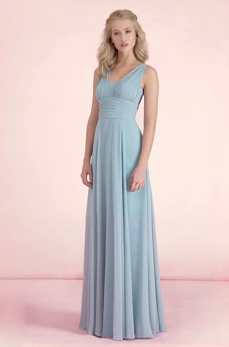 Candy Color Ruffles Chiffon A-Line Lace Up  Sleeveless Bridesmaid Dresses