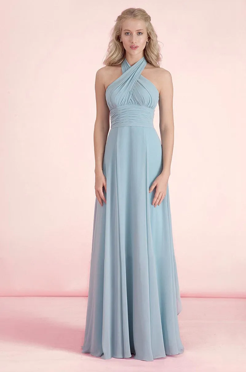 Candy Color Ruffles Chiffon A-Line Lace Up  Sleeveless Bridesmaid Dresses