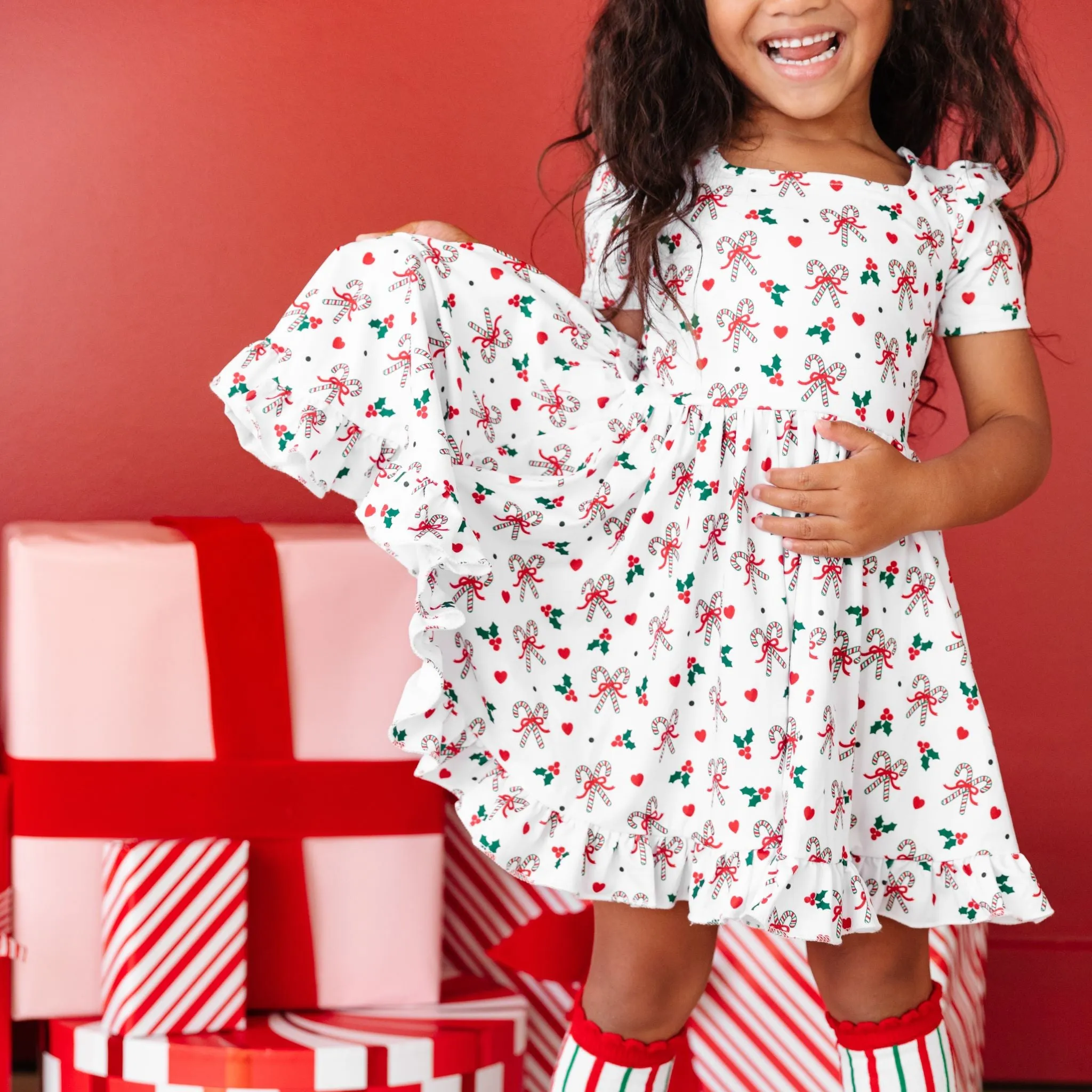 Classic Candy Cane Stripe Twirl Dress