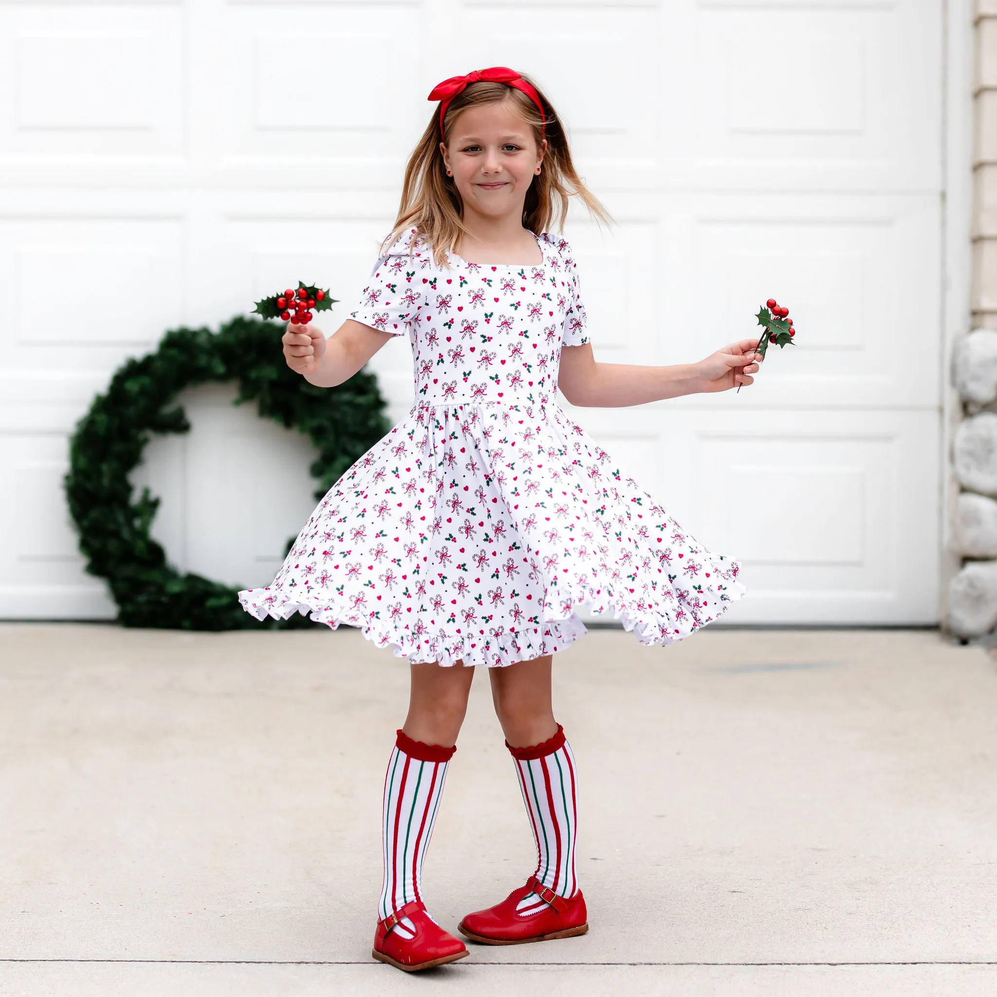 Classic Candy Cane Stripe Twirl Dress