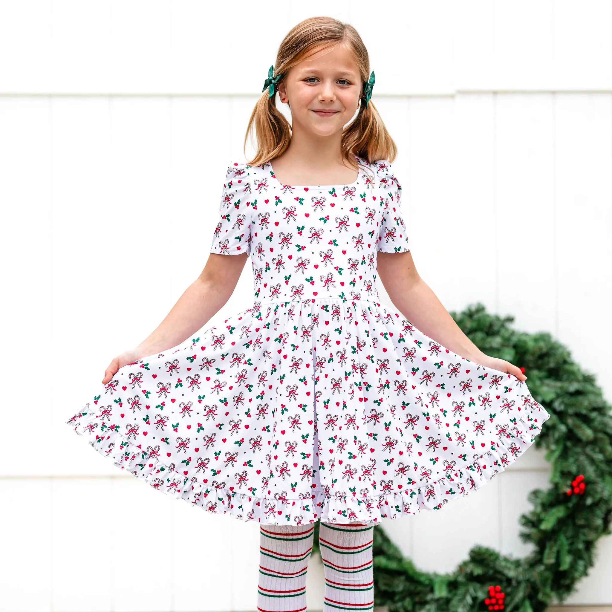 Classic Candy Cane Stripe Twirl Dress