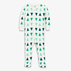 Clearance baby organic zip footie in candy trees