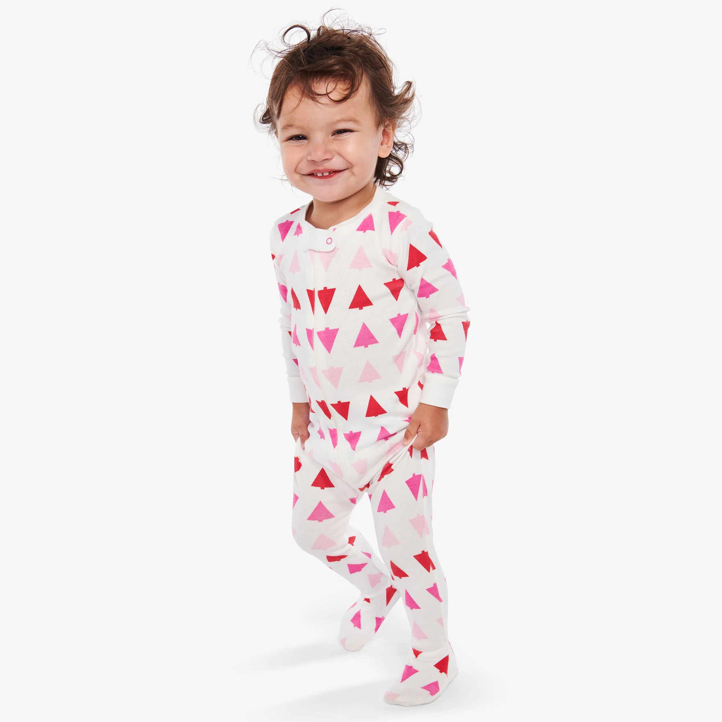 Clearance baby organic zip footie in candy trees