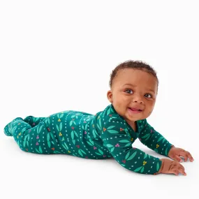 Clearance baby organic zip footie in holly berries