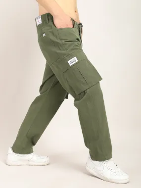 Drippy Olive Cotton Twill Plus Size Cargo