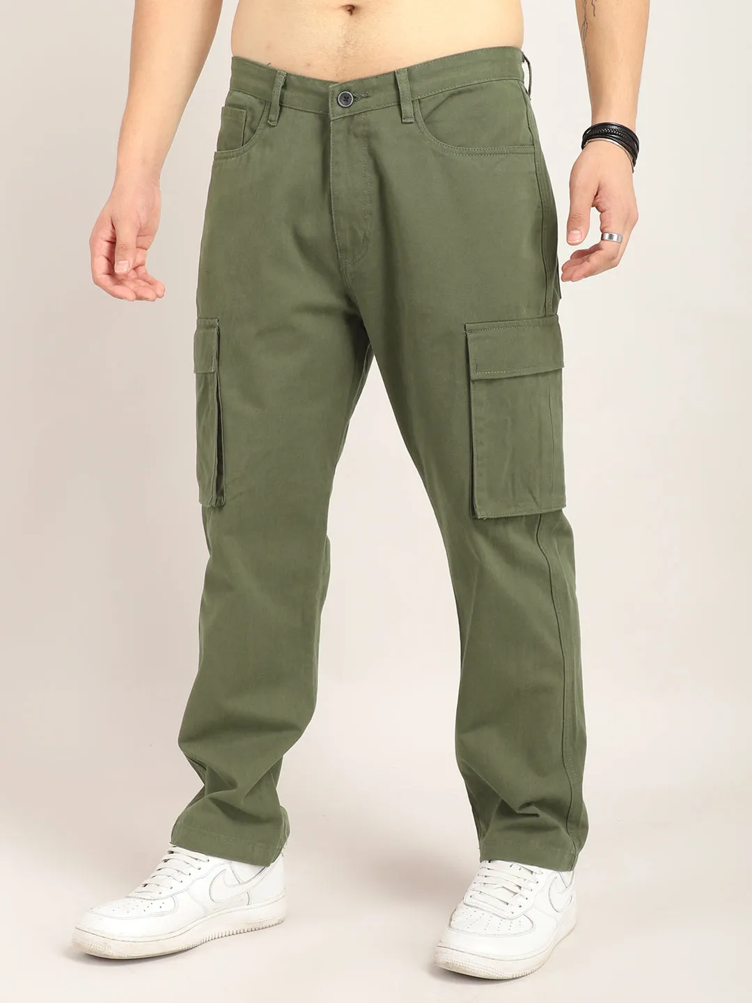 Drippy Olive Cotton Twill Plus Size Cargo