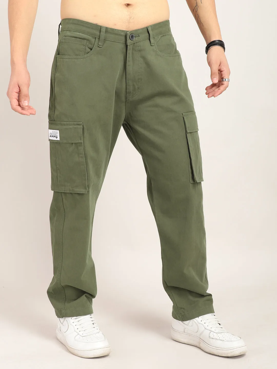 Drippy Olive Cotton Twill Plus Size Cargo