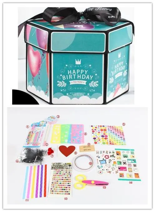 Explosion Gift Box Handmade Scrapbook Photo Album Gift Box for Valentine Gift