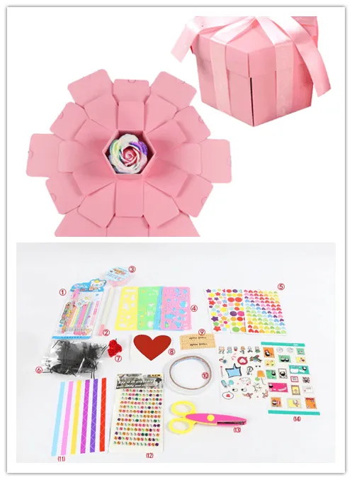 Explosion Gift Box Handmade Scrapbook Photo Album Gift Box for Valentine Gift