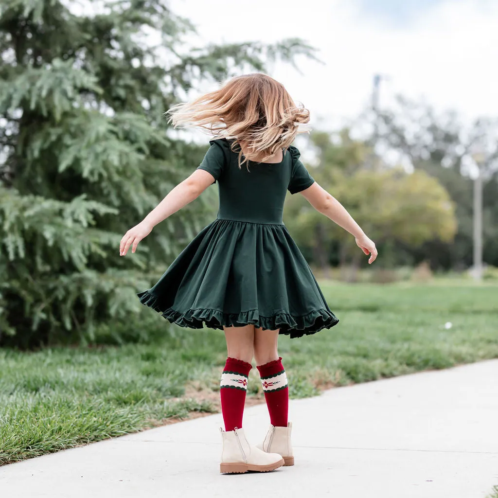 Forest Green Mod Twirl Dress