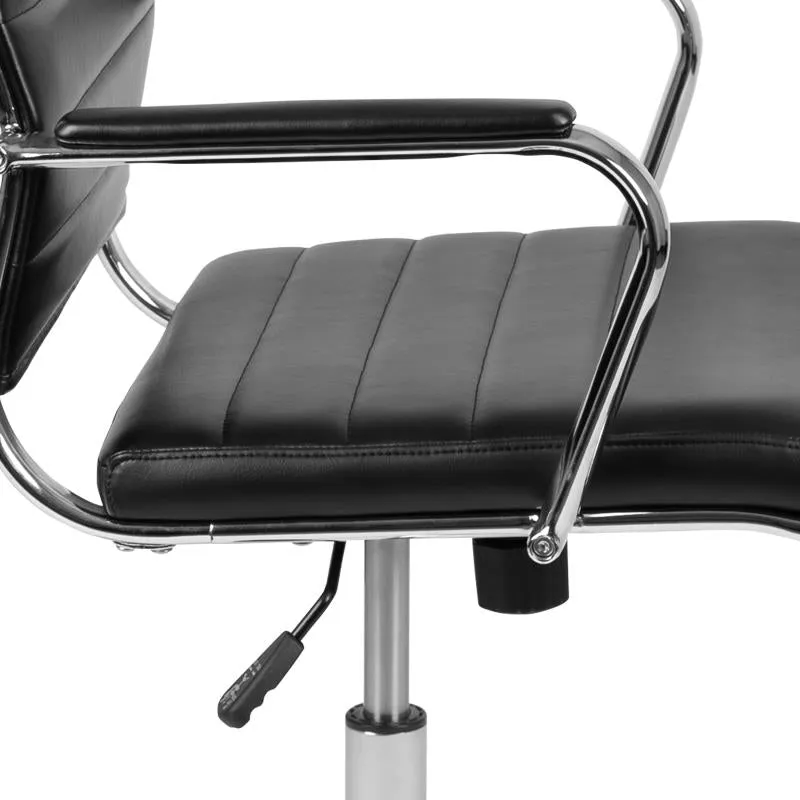 High Back Black Leather Contemporary Executive Swivel Office Chair with LeatherBack