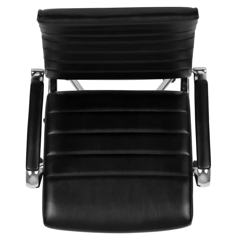 High Back Black Leather Contemporary Executive Swivel Office Chair with LeatherBack