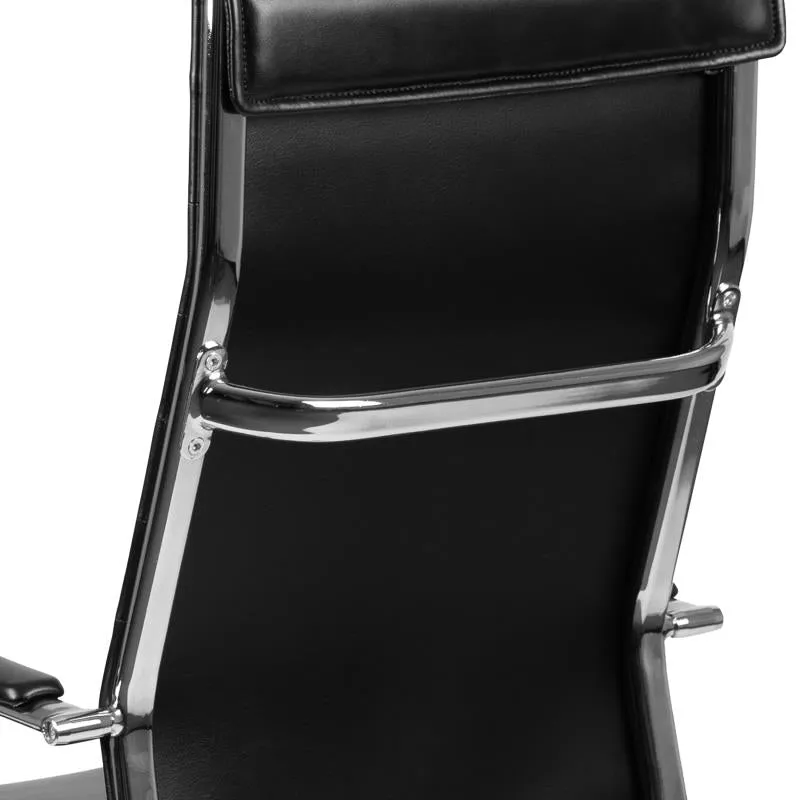 High Back Black Leather Contemporary Executive Swivel Office Chair with LeatherBack