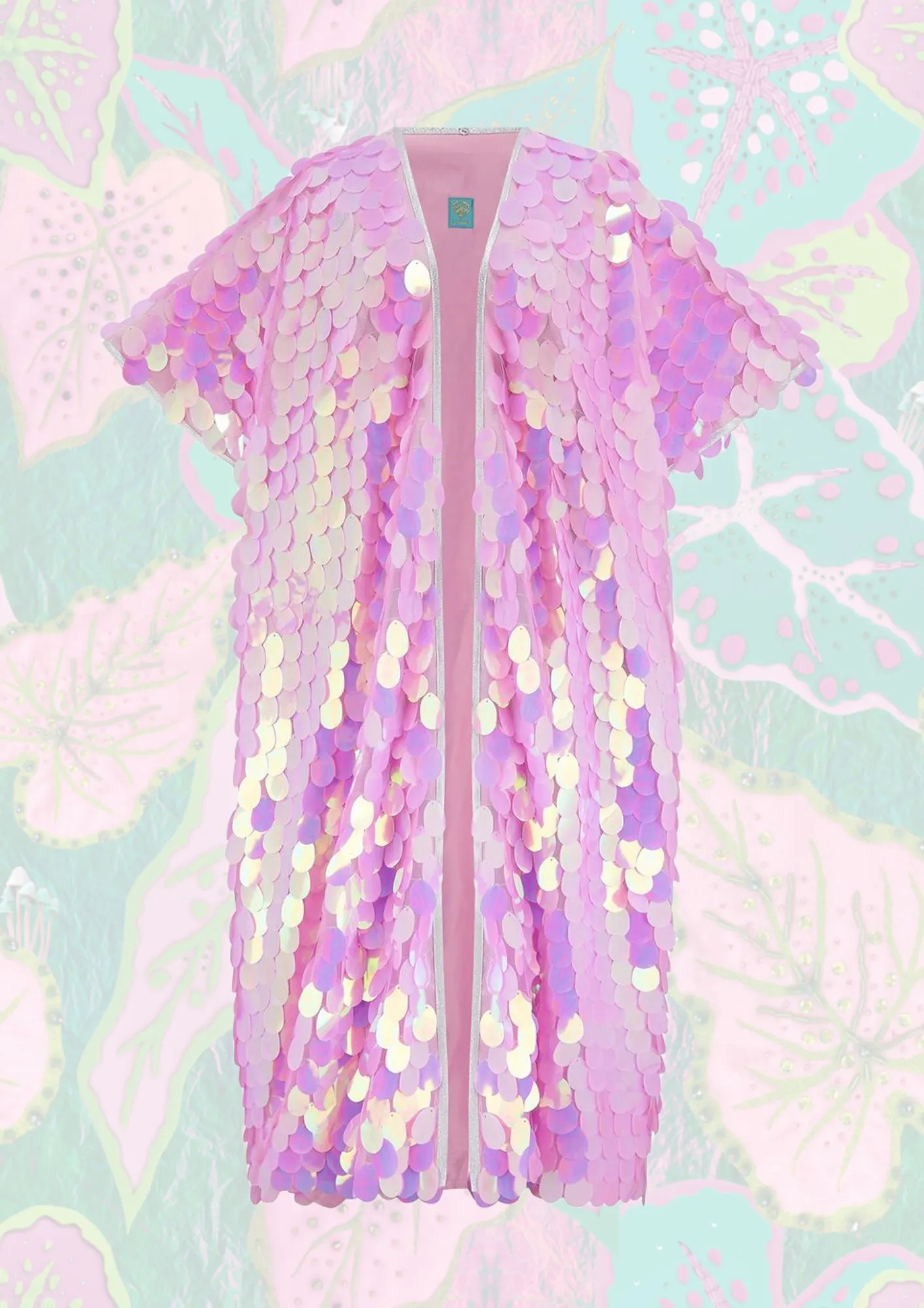 Hybrid Sequin Kimono in Bubblegum Pink