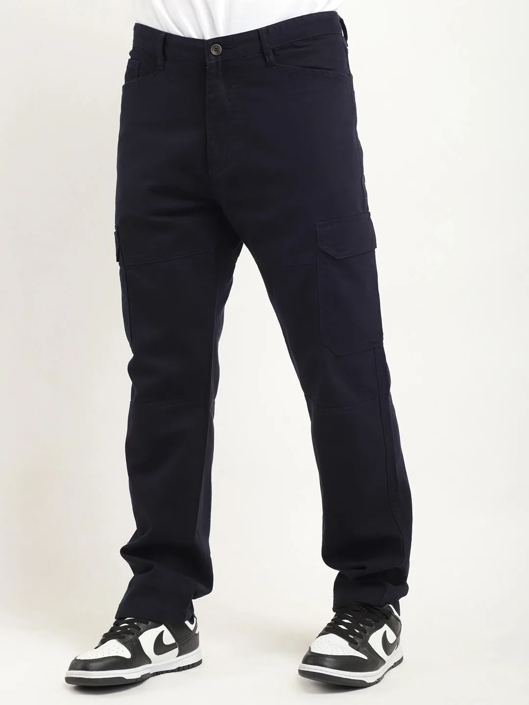 Leo Dark Navy Blue Full Length Plus Size Cargo