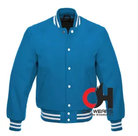 Men's Blue Wool Varsity jacket with White Ribs