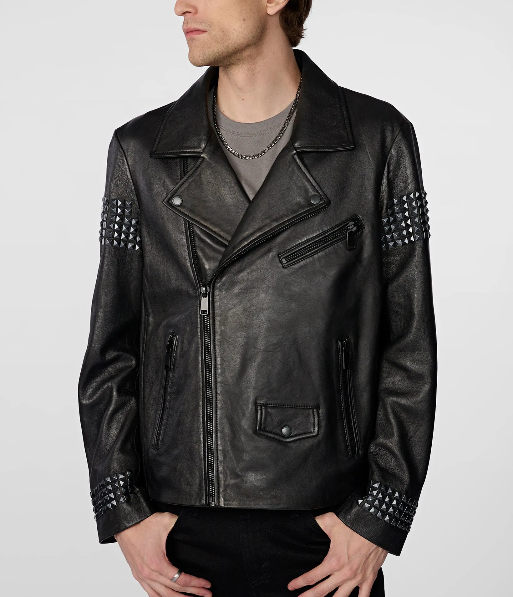 Morris Embellished Leather Moto Jacket