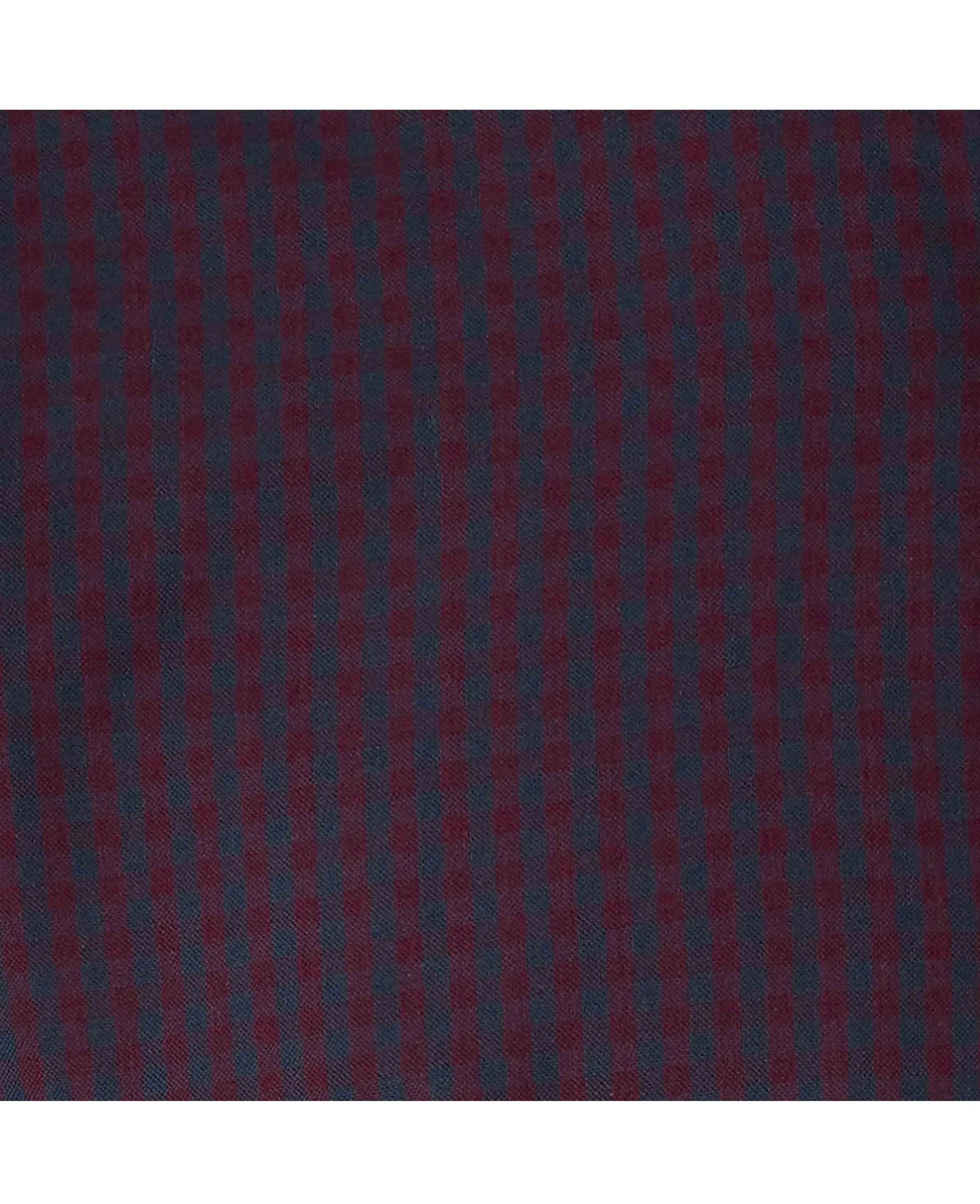 Navy Maroon Slim Fit Gingham Oxford Shirt