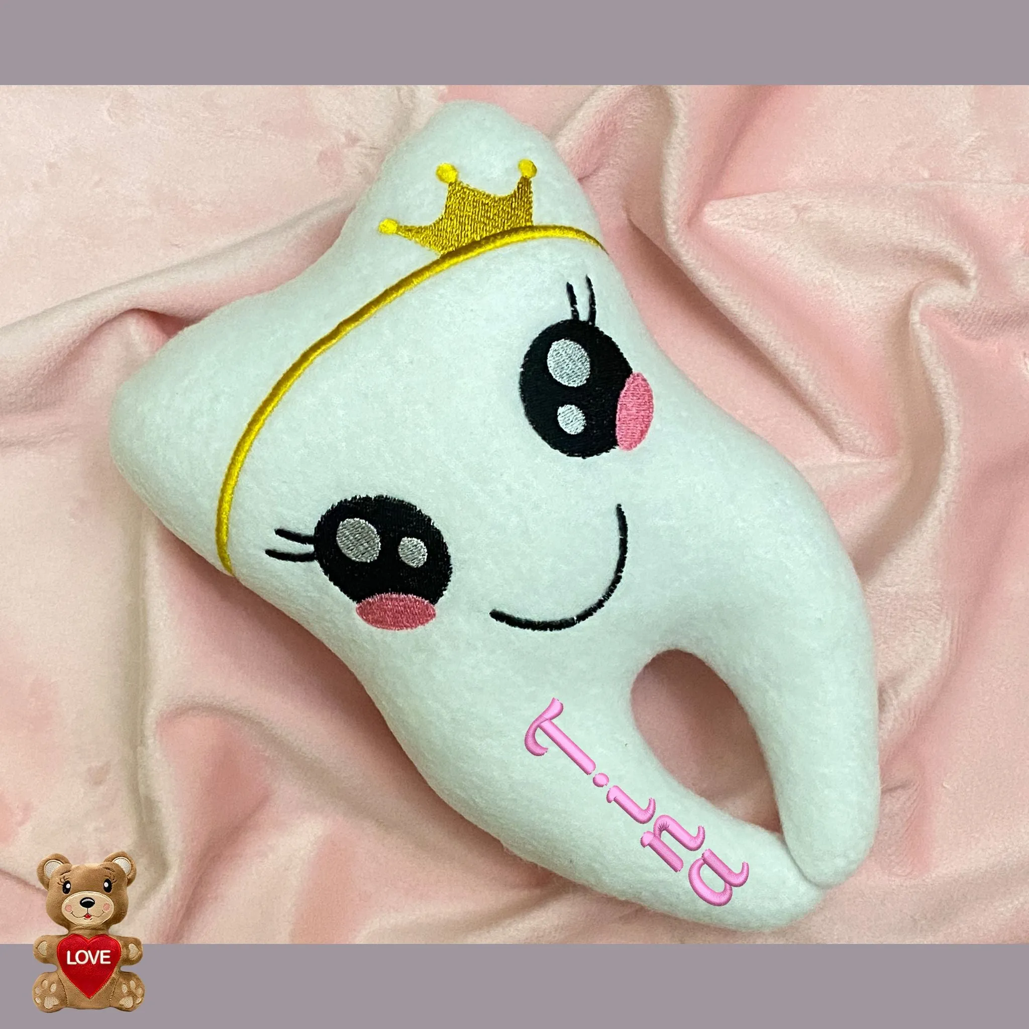 Personalised embroidery Plush Soft Toy Tooth - Custom Gifts For Children