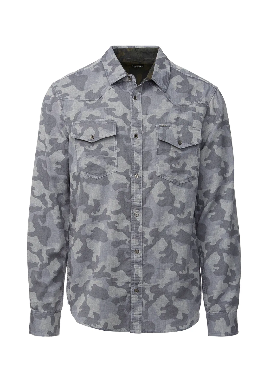 Sagat Men's Long-Sleeve Shirt in Bleached Blue Camouflage - BM24030