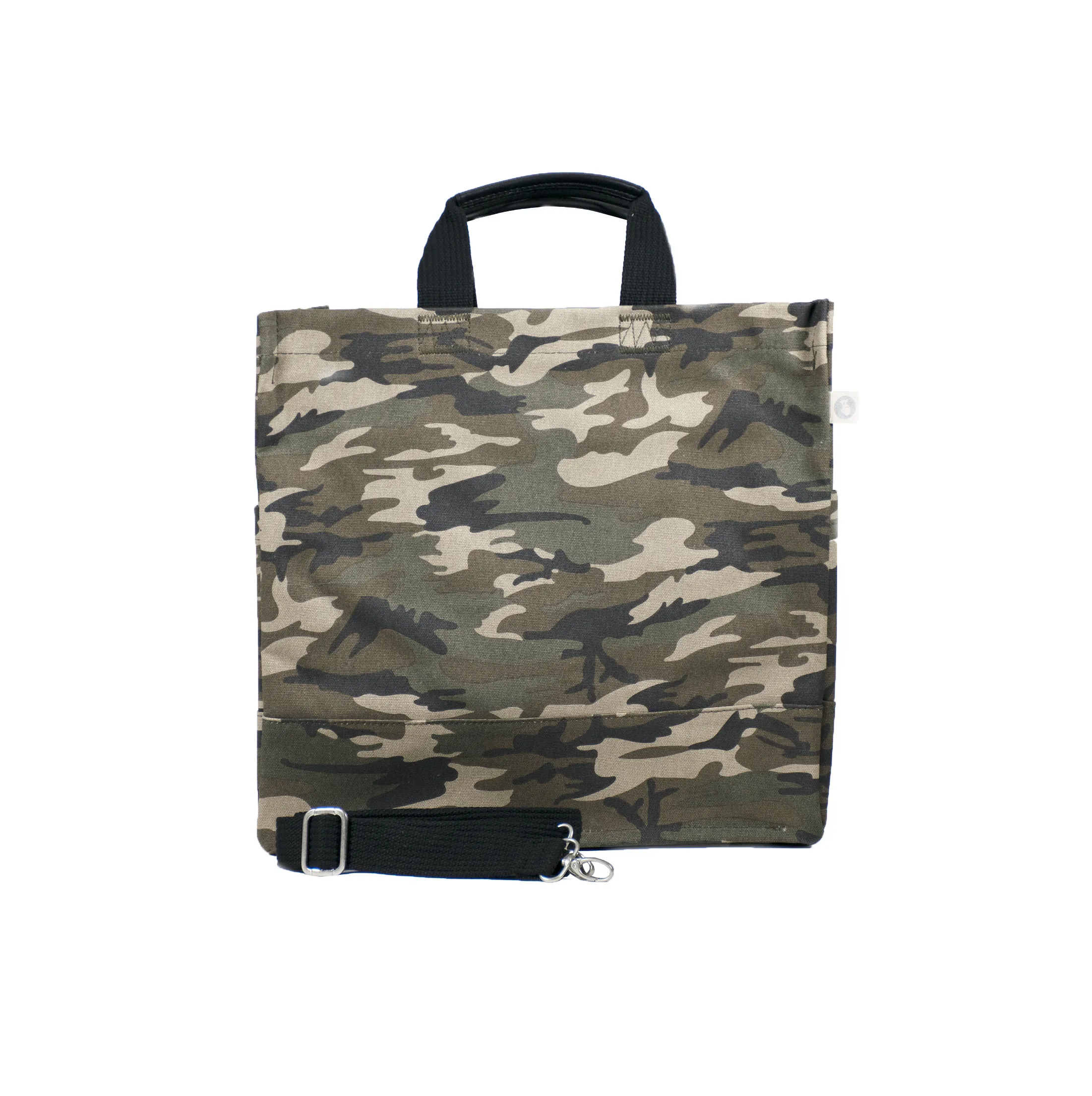 Split Letter Monogram Green Camo North South Bag with Stripe Strap