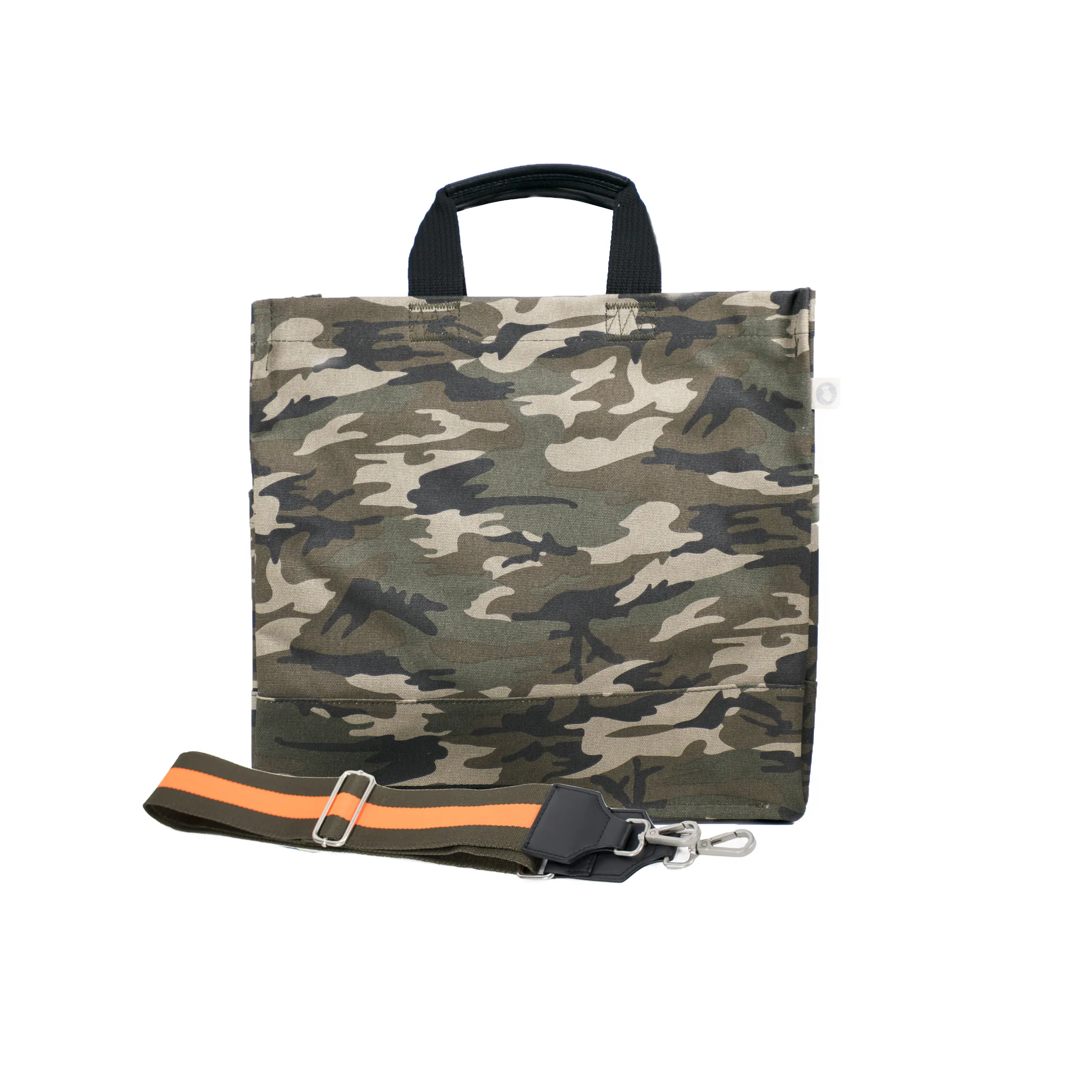 Split Letter Monogram Green Camo North South Bag with Stripe Strap