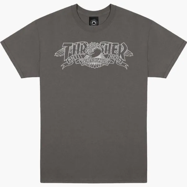 Thrasher T-Shirt x Anti Hero Mag Banner charcoal