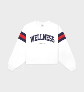 Wellness Ivy Rugby Crewneck - White/Navy/Red