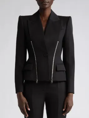 Women’s Black Double Zip Blazer Jacket